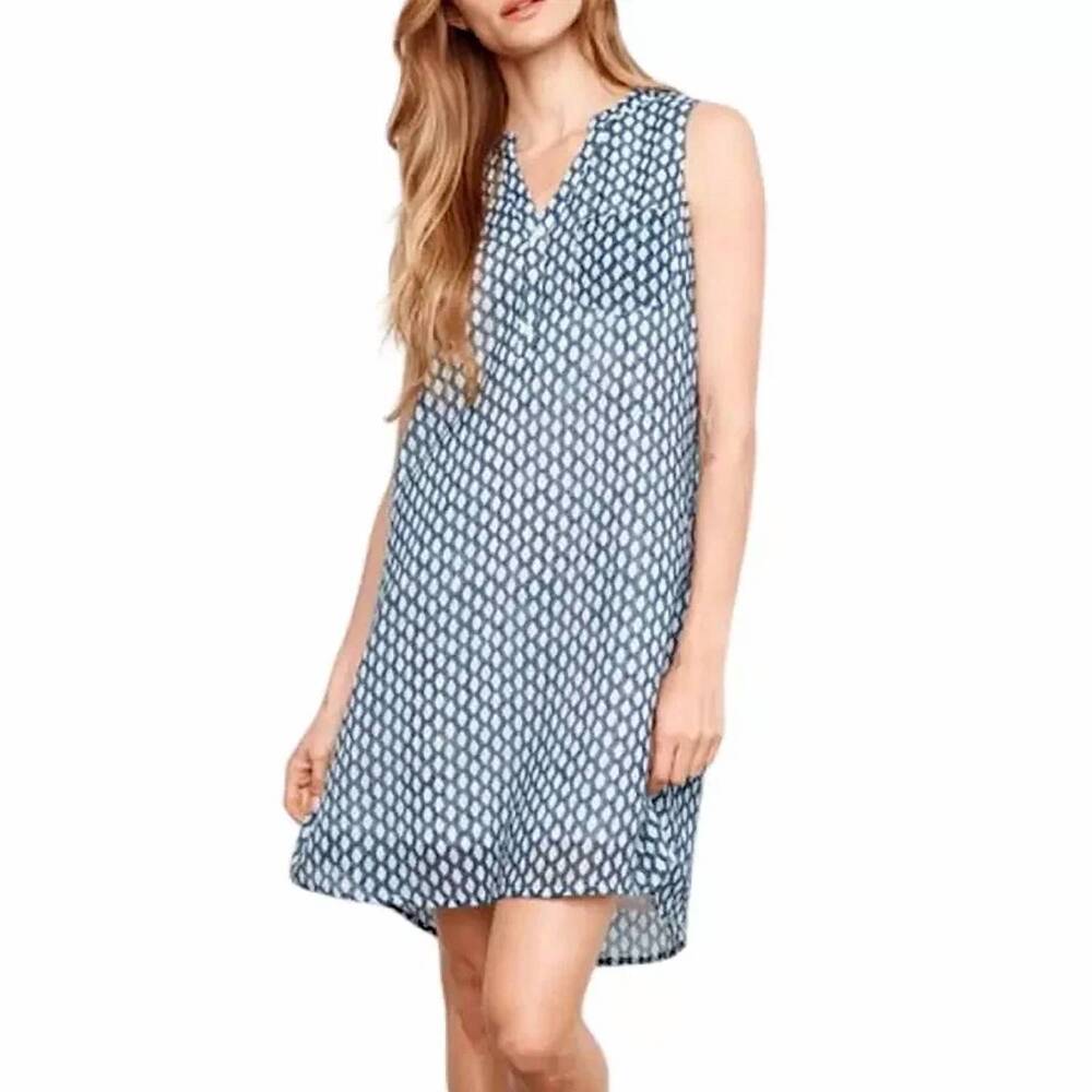 NEW CHARLIE B women's henley sleeveless dress in blue
